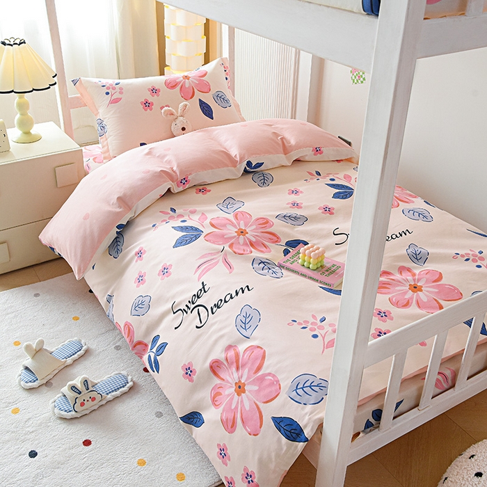 91家纺网 家纺一手货源 找家纺 天之爱 2025新款全棉纯棉学生上下铺宿舍三件套多件套六件套第二批 花晨月汐