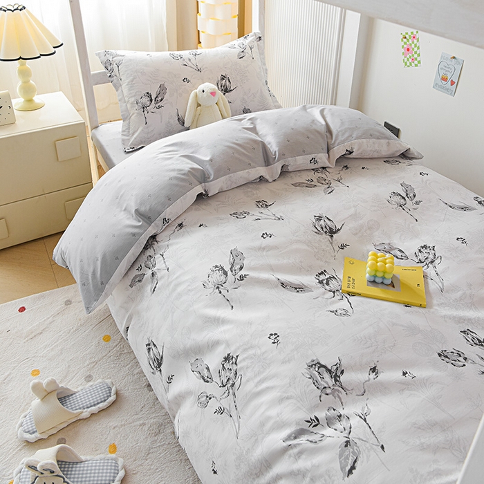 91家纺网 家纺一手货源 找家纺 天之爱 2025新款全棉纯棉学生上下铺宿舍三件套多件套六件套第二批 玫瑰夜语