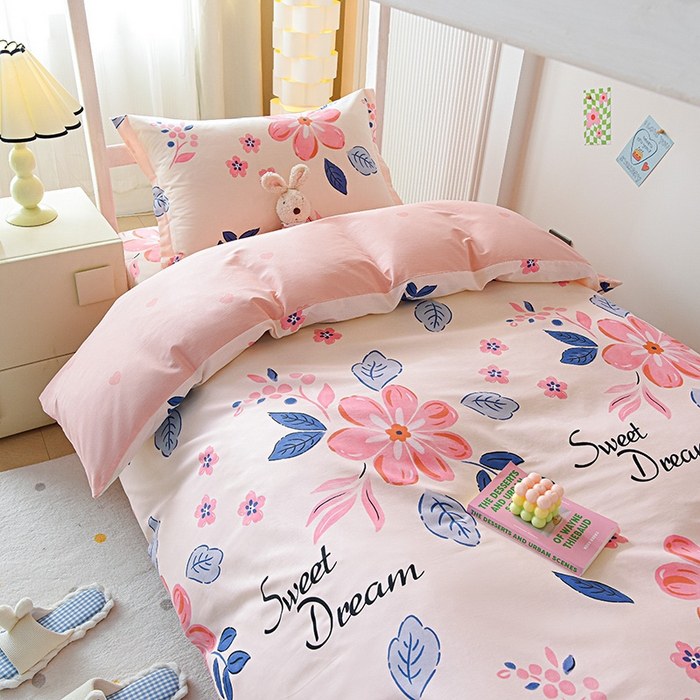 91家纺网 家纺一手货源 找家纺 天之爱 2025新款全棉纯棉学生上下铺宿舍三件套多件套六件套第二批 花晨月汐