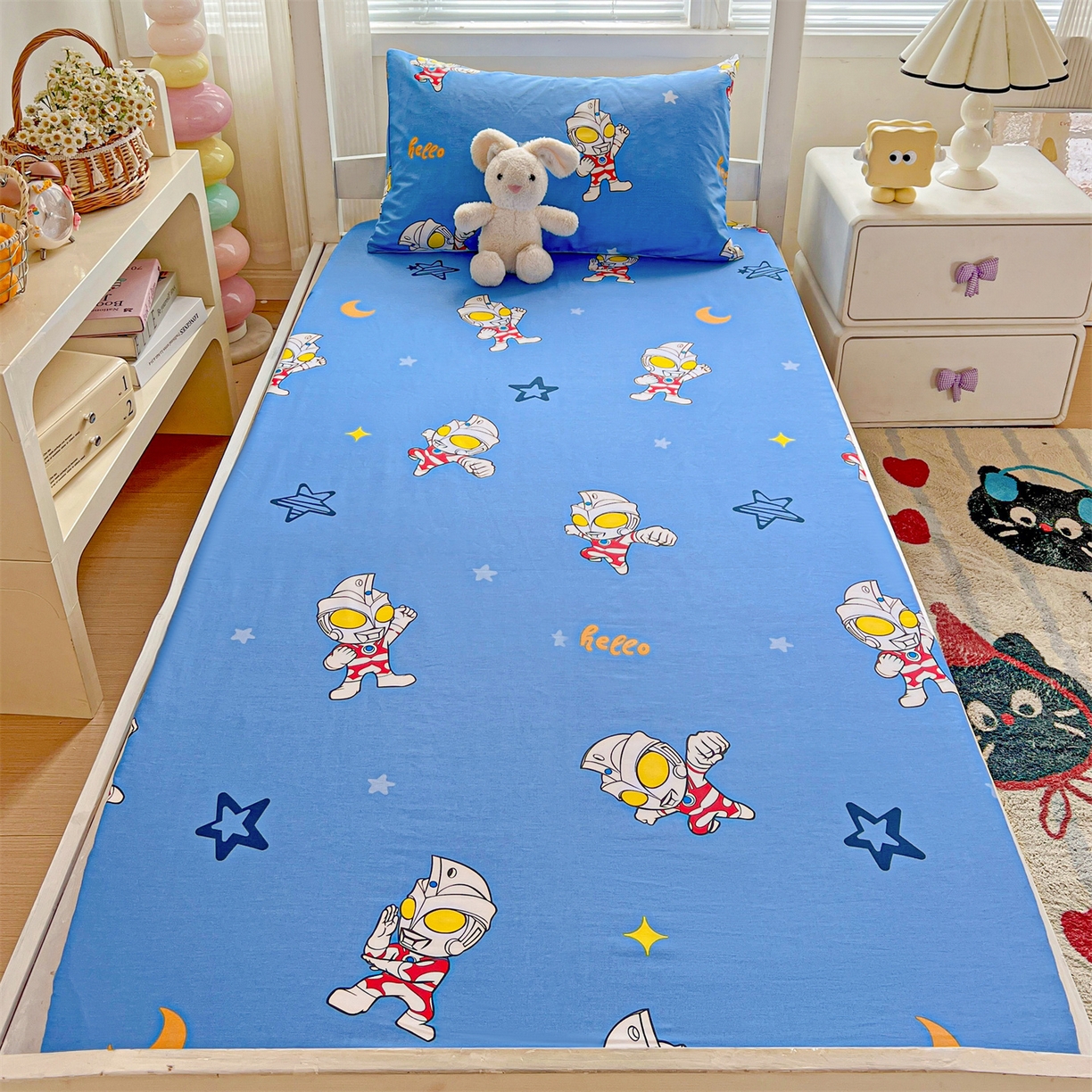 91家纺网 家纺一手货源 找家纺 （总）名兮家居 2025-奥特曼-三丽鸥全棉13372学生床上下铺床笠【含防伪标】