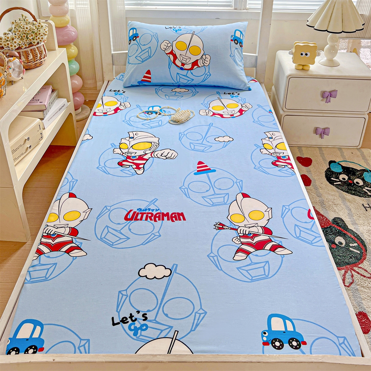 91家纺网 家纺一手货源 找家纺 名兮家居 2025-奥特曼-三丽鸥全棉13372学生床上下铺床笠【含防伪标】 奥特兄弟