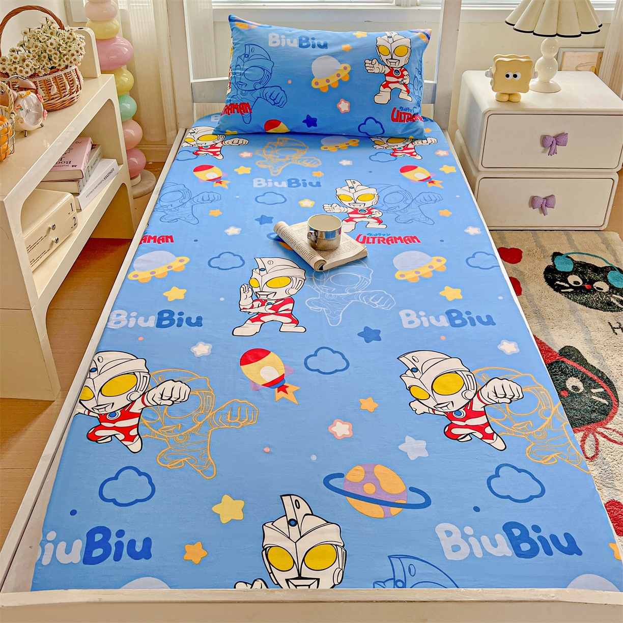 91家纺网 家纺一手货源 找家纺 （总）名兮家居 2025-奥特曼-三丽鸥全棉13372学生床上下铺床笠【含防伪标】