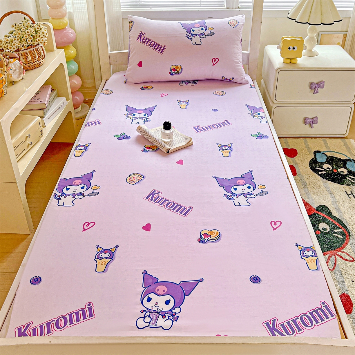 91家纺网 家纺一手货源 找家纺 名兮家居 2025-奥特曼-三丽鸥全棉13372学生床上下铺床笠【含防伪标】 甜筒库洛米