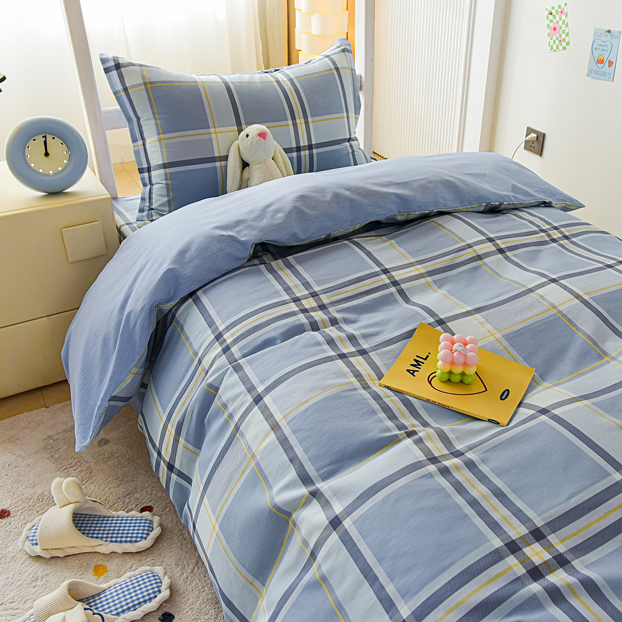 91家纺网 家纺一手货源 找家纺 天之爱 2025新款全棉纯棉印花三件套学生六件套 简昔