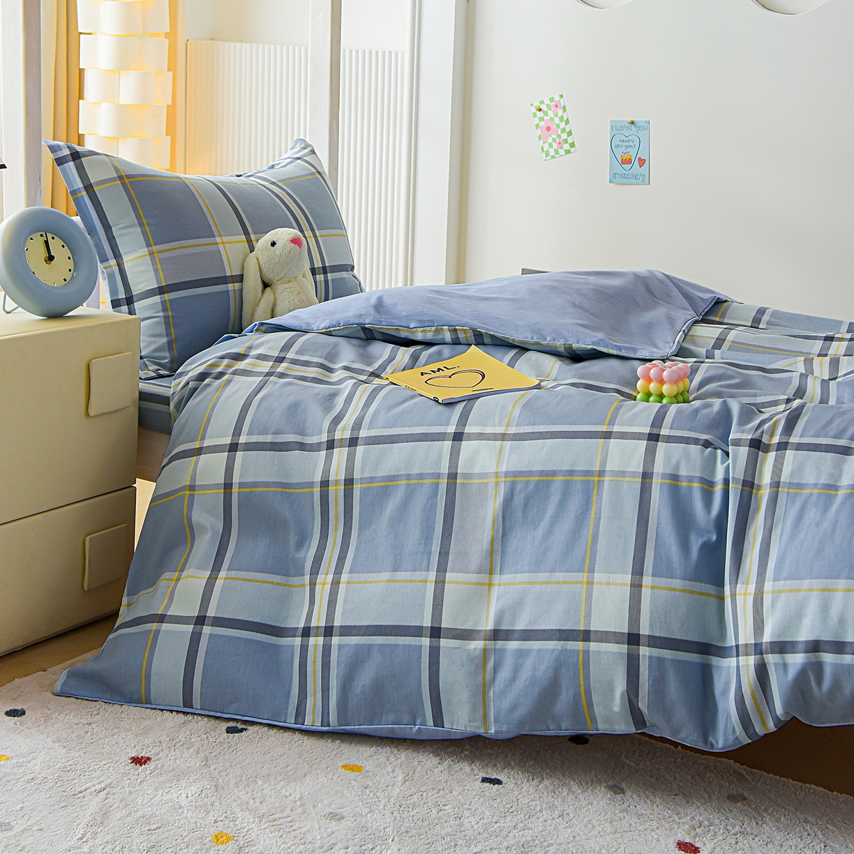 91家纺网 家纺一手货源 找家纺 天之爱 2025新款全棉纯棉印花三件套学生六件套 简昔