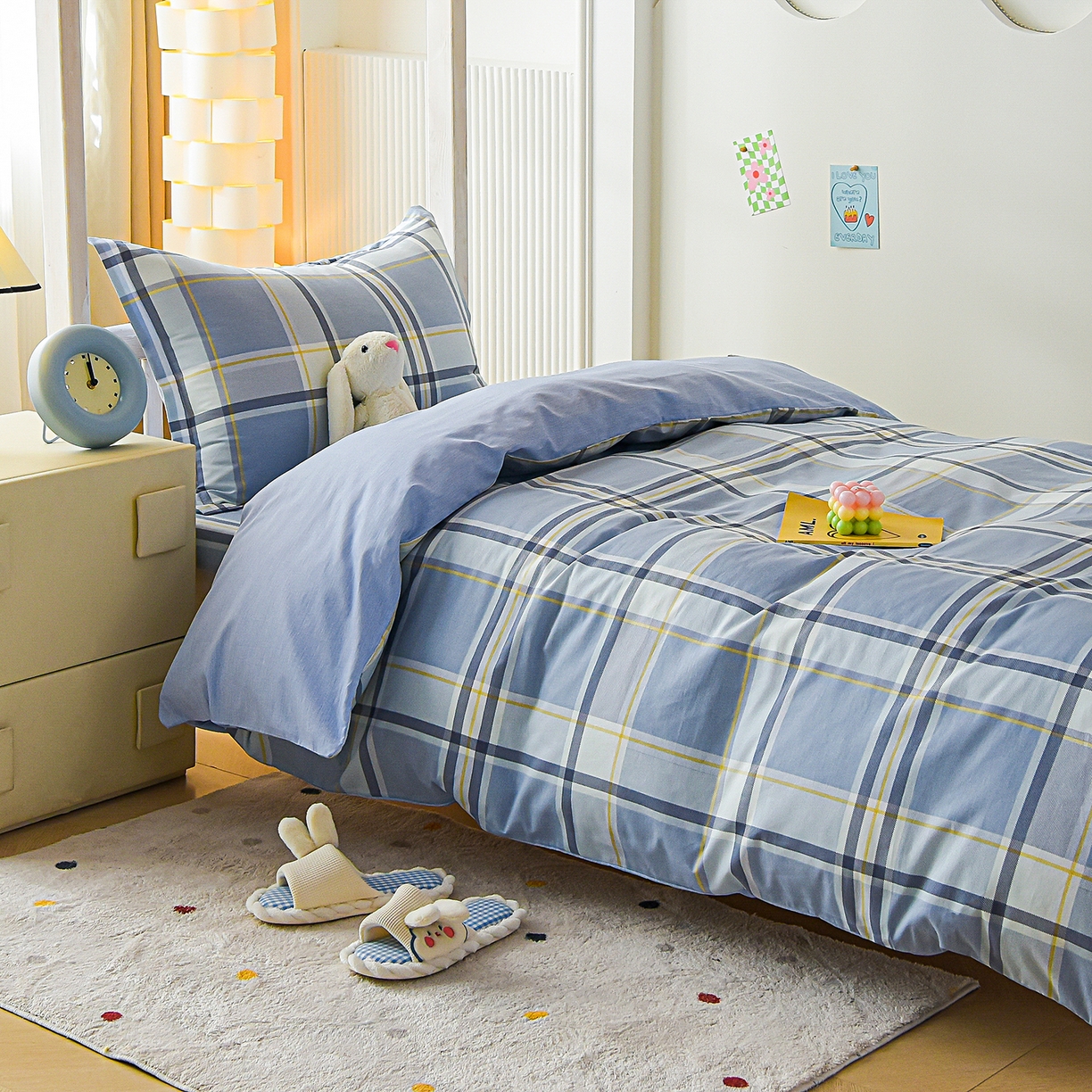 91家纺网 家纺一手货源 找家纺 天之爱 2025新款全棉纯棉印花三件套学生六件套 简昔