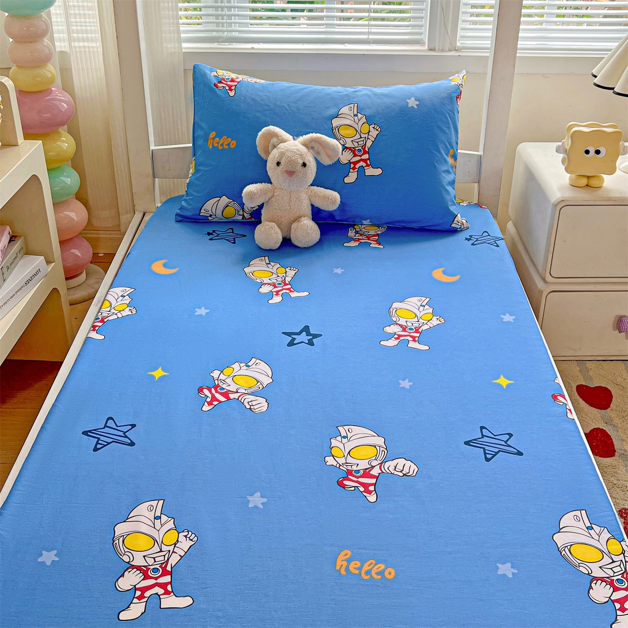 91家纺网 家纺一手货源 找家纺 （总）名兮家居 2025-奥特曼-三丽鸥全棉13372学生床上下铺床笠【含防伪标】