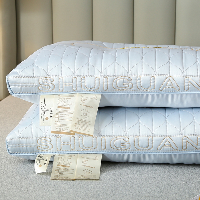 91家纺网 家纺一手货源 找家纺 蝶飞舞 2025新款豪华水光真丝乳胶层枕头枕芯 莫代尔水光真丝枕头枕芯 水光真丝-蓝色 48*74cm