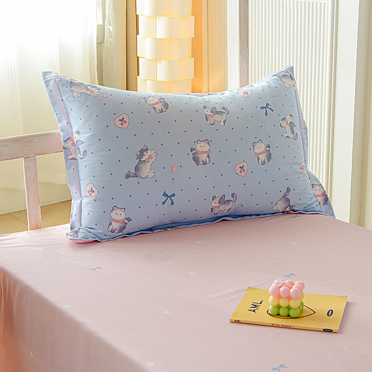 91家纺网 家纺一手货源 找家纺 天之爱 2025新款全棉纯棉印花三件套学生六件套 樱桃小喵