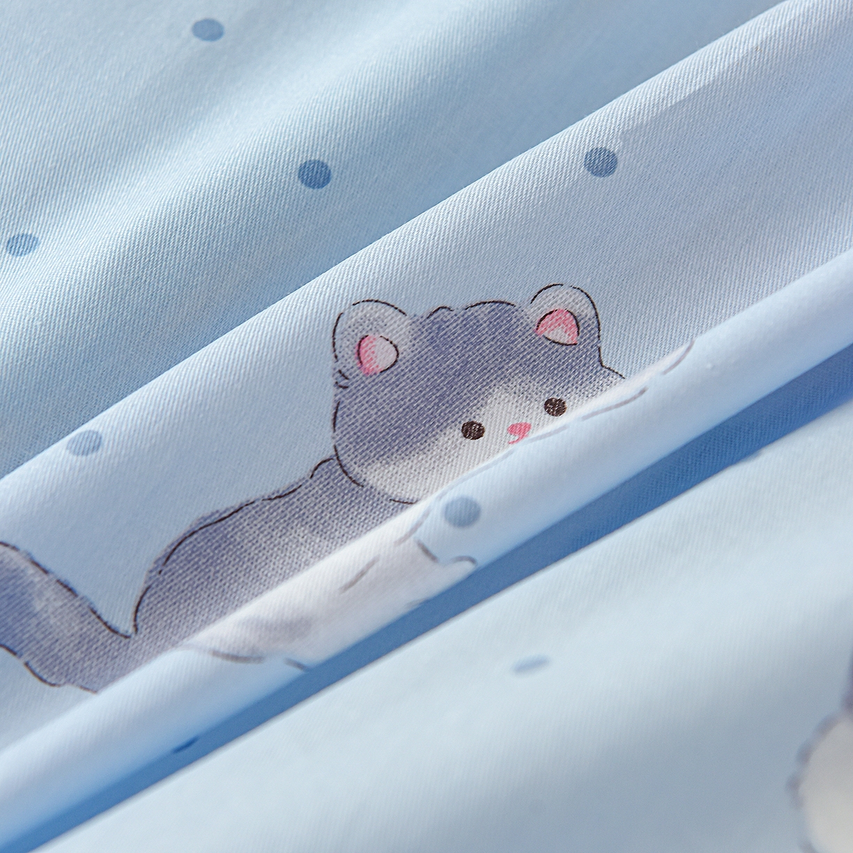 91家纺网 家纺一手货源 找家纺 天之爱 2025新款全棉纯棉印花三件套学生六件套 樱桃小喵