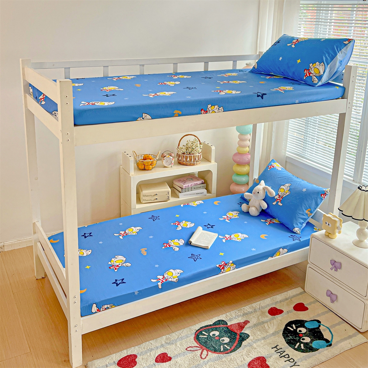 91家纺网 家纺一手货源 找家纺 名兮家居 2025-奥特曼-三丽鸥全棉13372学生床上下铺床笠【含防伪标】 艾斯奥特曼