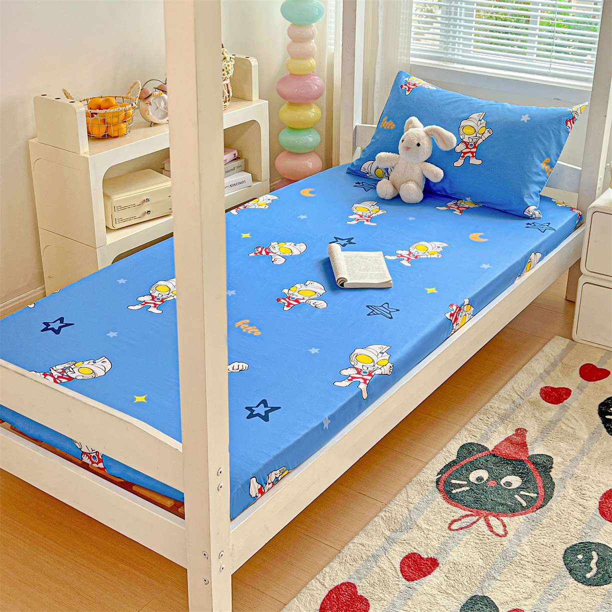 91家纺网 家纺一手货源 找家纺 名兮家居 2025-奥特曼-三丽鸥全棉13372学生床上下铺床笠【含防伪标】 艾斯奥特曼