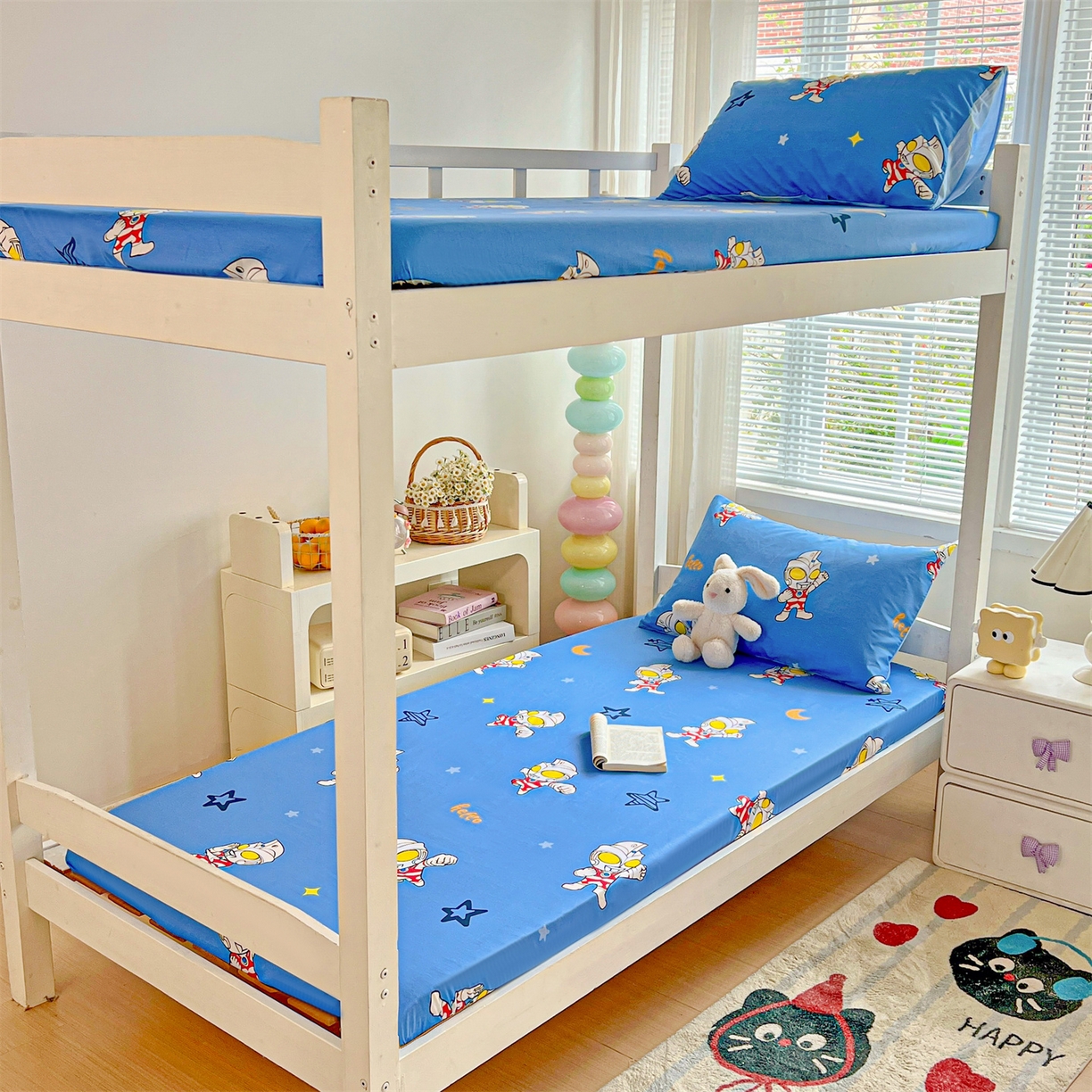 91家纺网 家纺一手货源 找家纺 名兮家居 2025-奥特曼-三丽鸥全棉13372学生床上下铺床笠【含防伪标】 艾斯奥特曼