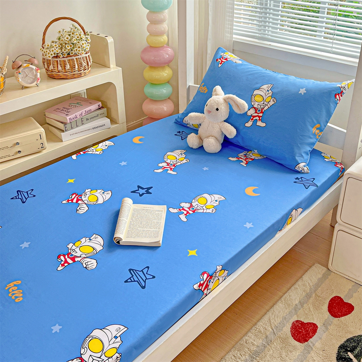 91家纺网 家纺一手货源 找家纺 名兮家居 2025-奥特曼-三丽鸥全棉13372学生床上下铺床笠【含防伪标】 艾斯奥特曼