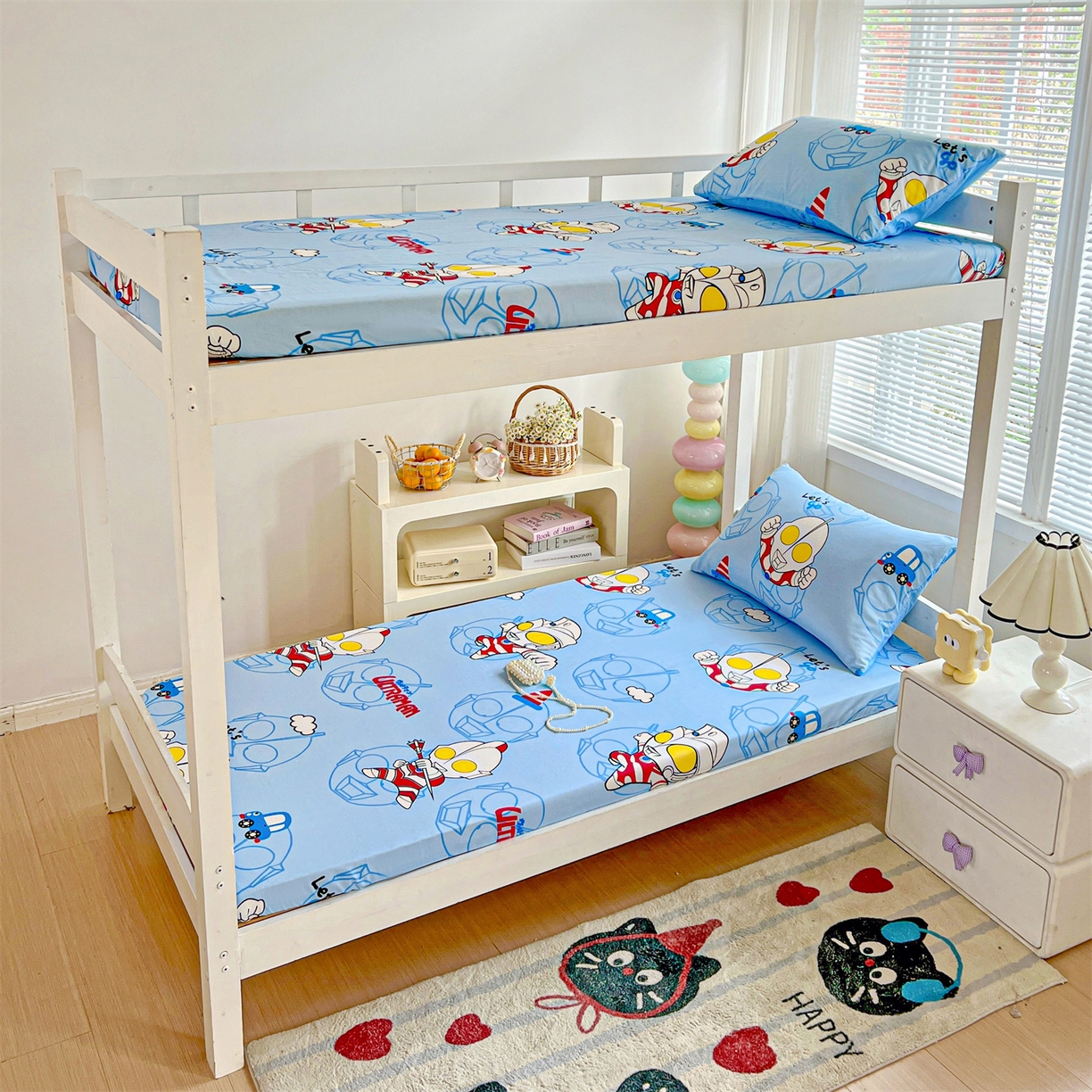 91家纺网 家纺一手货源 找家纺 名兮家居 2025-奥特曼-三丽鸥全棉13372学生床上下铺床笠【含防伪标】 奥特兄弟