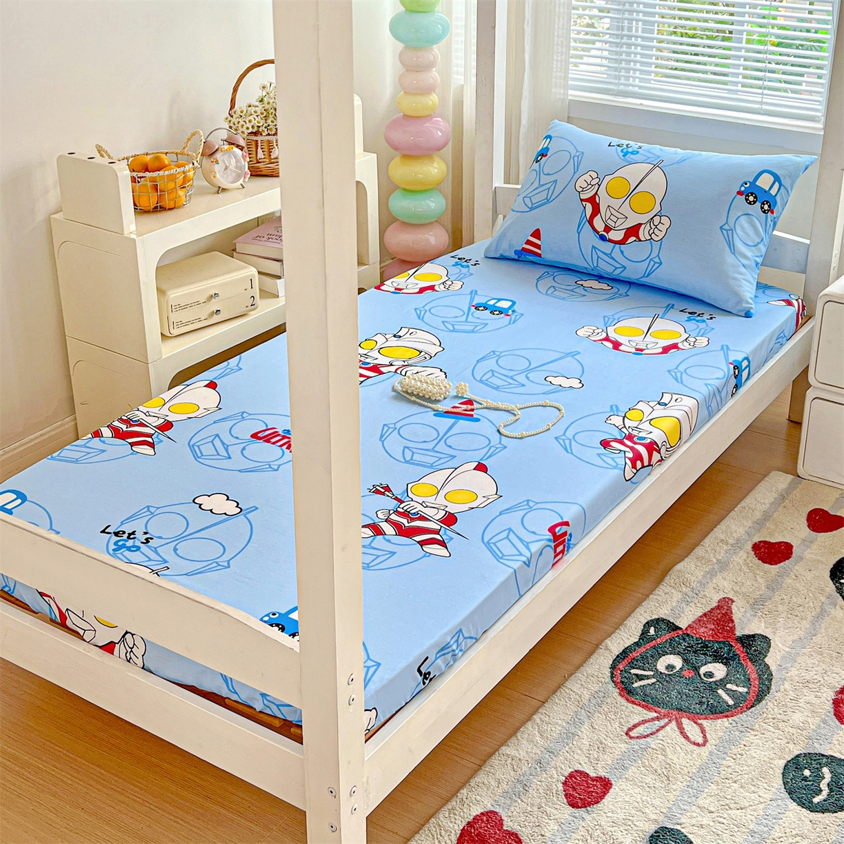 91家纺网 家纺一手货源 找家纺 名兮家居 2025-奥特曼-三丽鸥全棉13372学生床上下铺床笠【含防伪标】 奥特兄弟