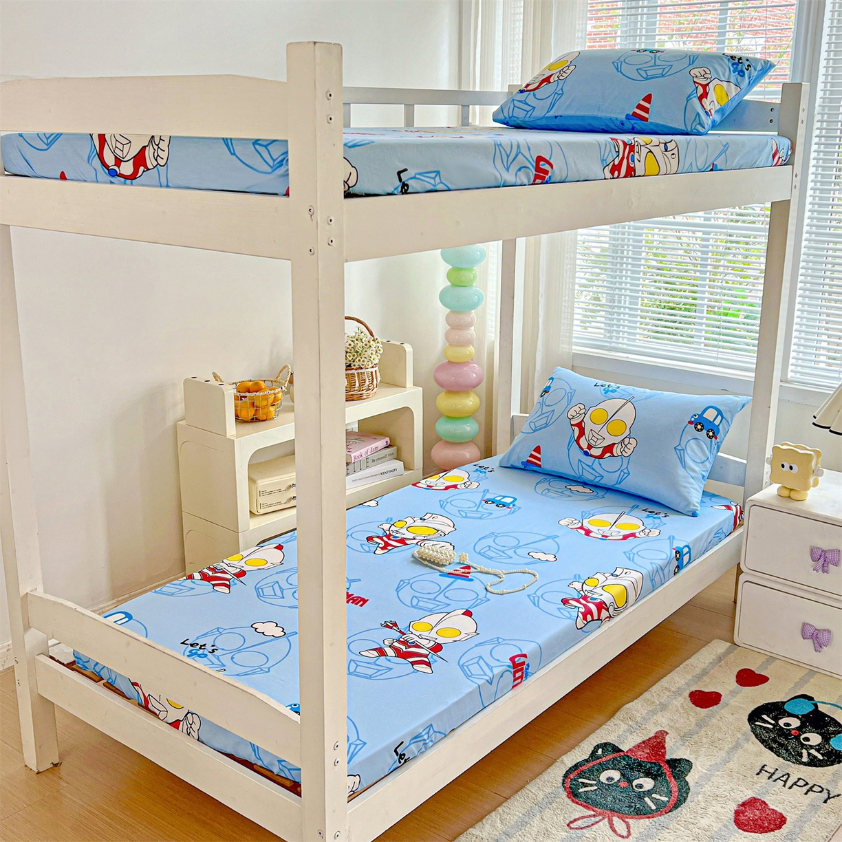 91家纺网 家纺一手货源 找家纺 名兮家居 2025-奥特曼-三丽鸥全棉13372学生床上下铺床笠【含防伪标】 奥特兄弟