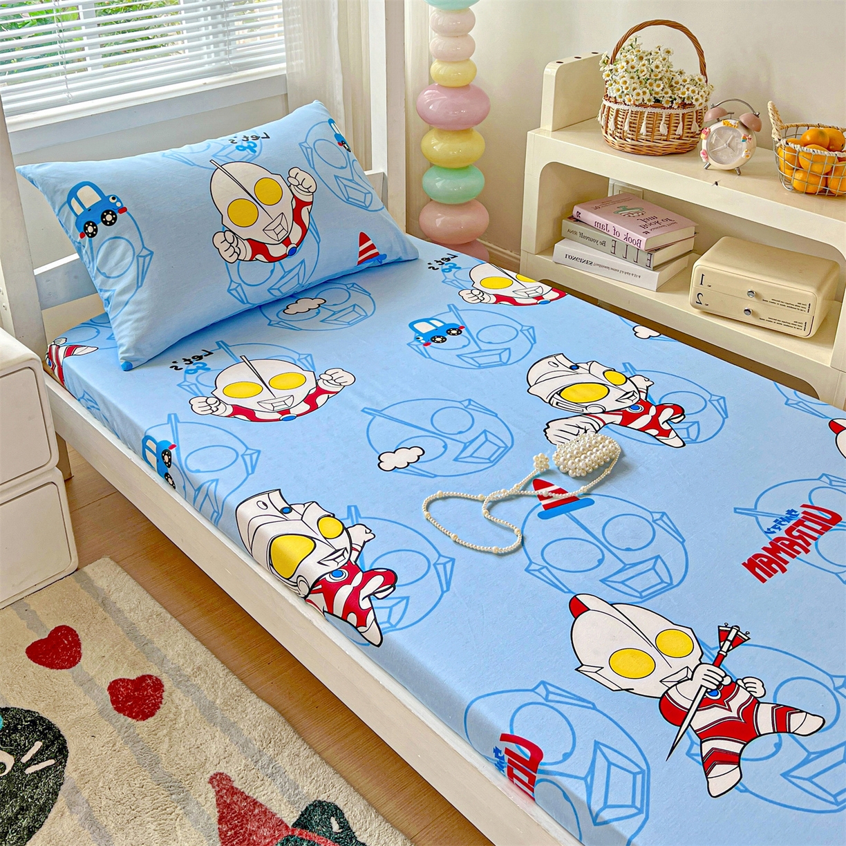 91家纺网 家纺一手货源 找家纺 名兮家居 2025-奥特曼-三丽鸥全棉13372学生床上下铺床笠【含防伪标】 奥特兄弟