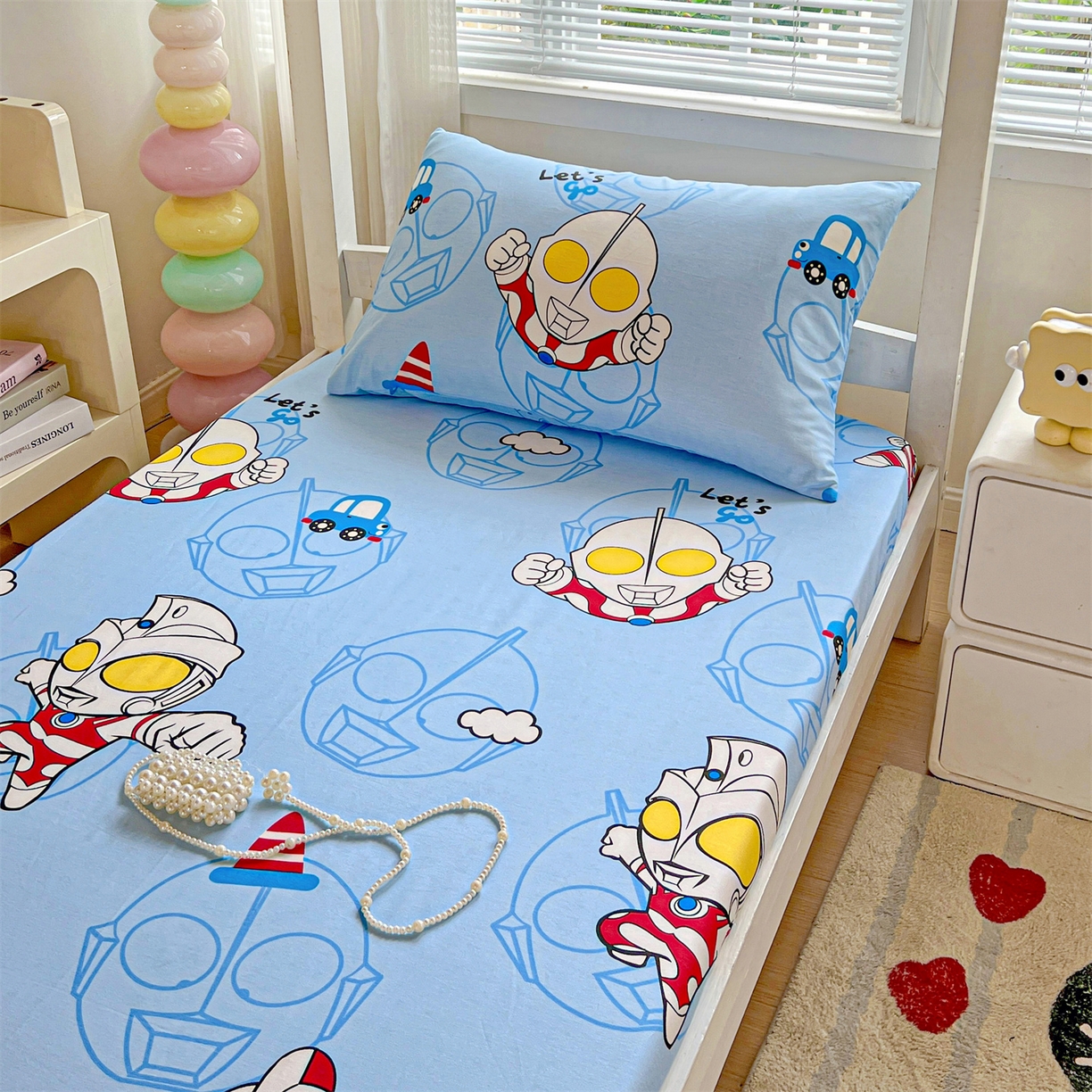 91家纺网 家纺一手货源 找家纺 名兮家居 2025-奥特曼-三丽鸥全棉13372学生床上下铺床笠【含防伪标】 奥特兄弟