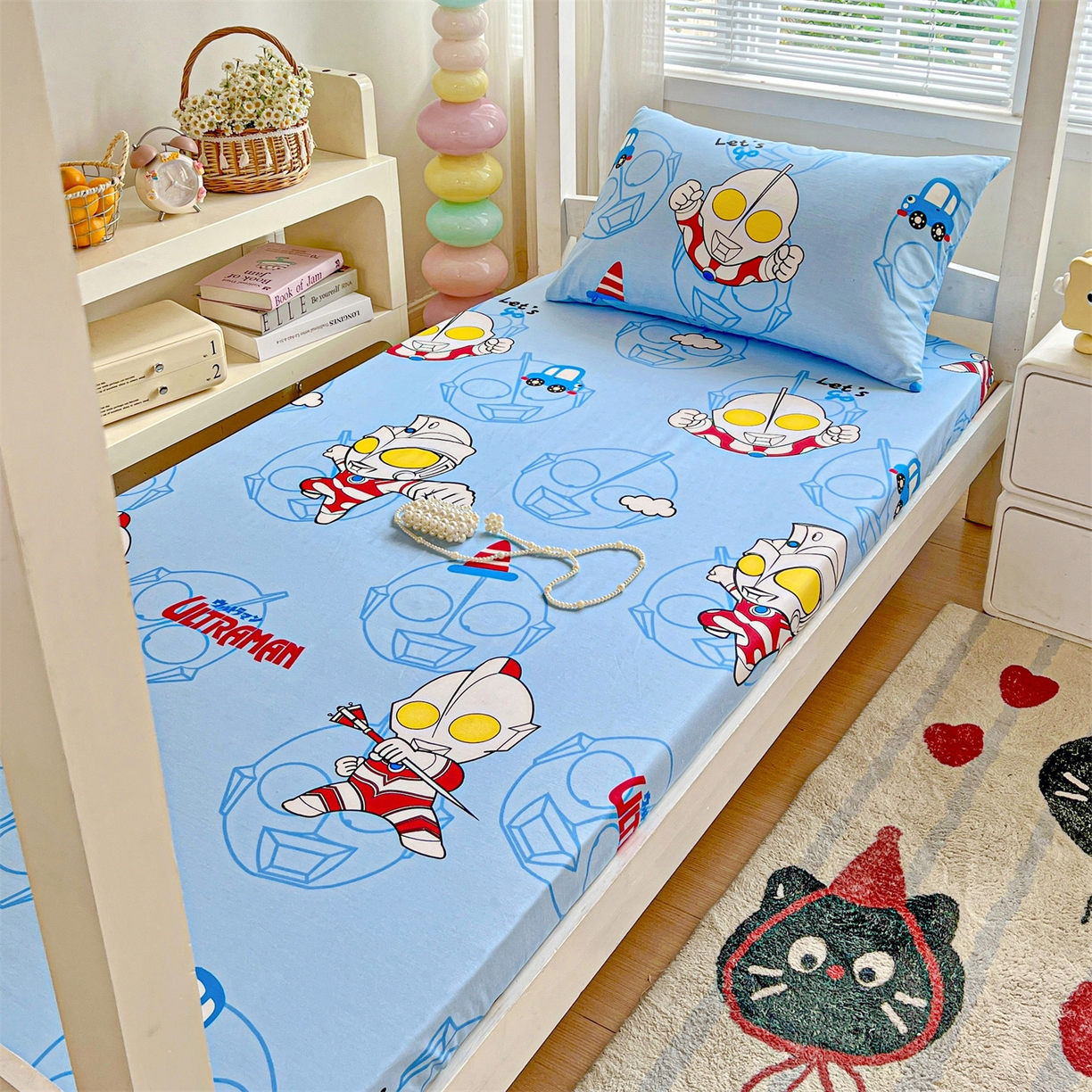 91家纺网 家纺一手货源 找家纺 名兮家居 2025-奥特曼-三丽鸥全棉13372学生床上下铺床笠【含防伪标】 奥特兄弟