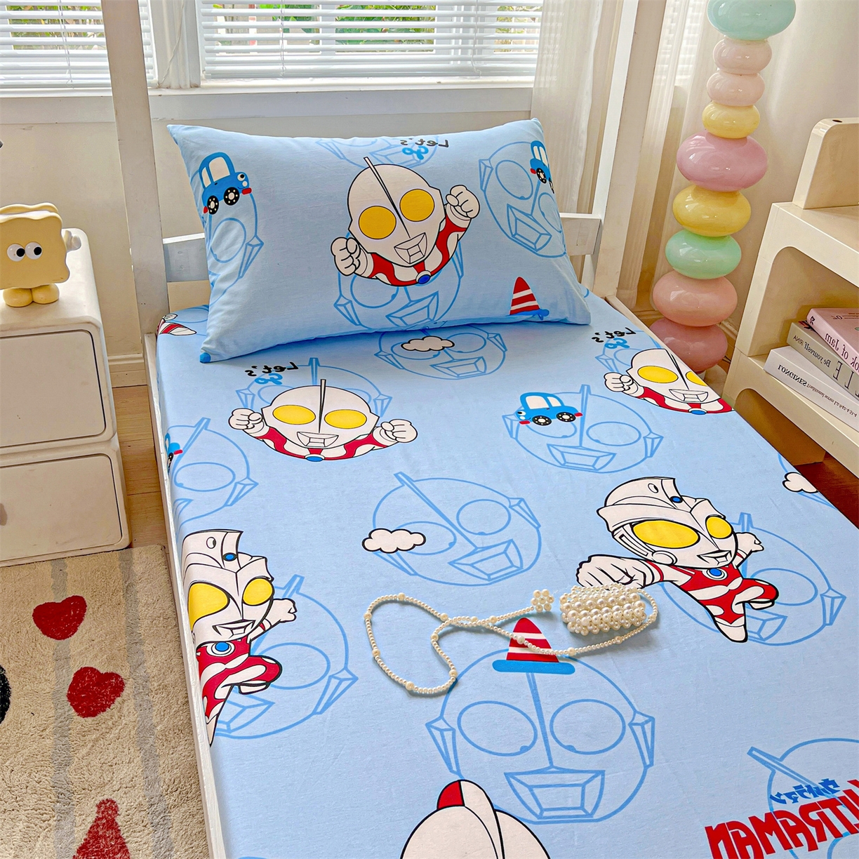 91家纺网 家纺一手货源 找家纺 名兮家居 2025-奥特曼-三丽鸥全棉13372学生床上下铺床笠【含防伪标】 奥特兄弟