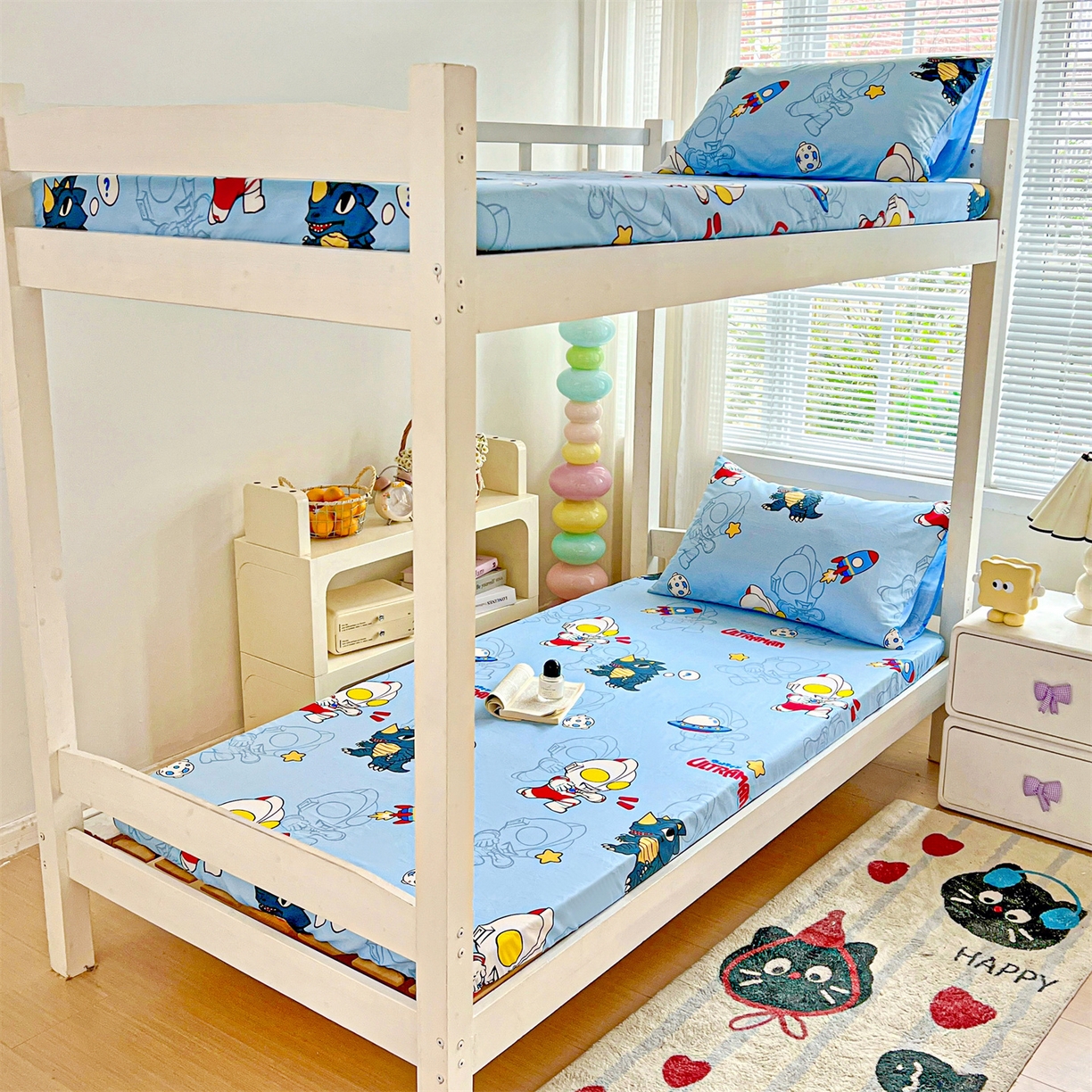 91家纺网 家纺一手货源 找家纺 名兮家居 2025-奥特曼-三丽鸥全棉13372学生床上下铺床笠【含防伪标】 奥特勇士