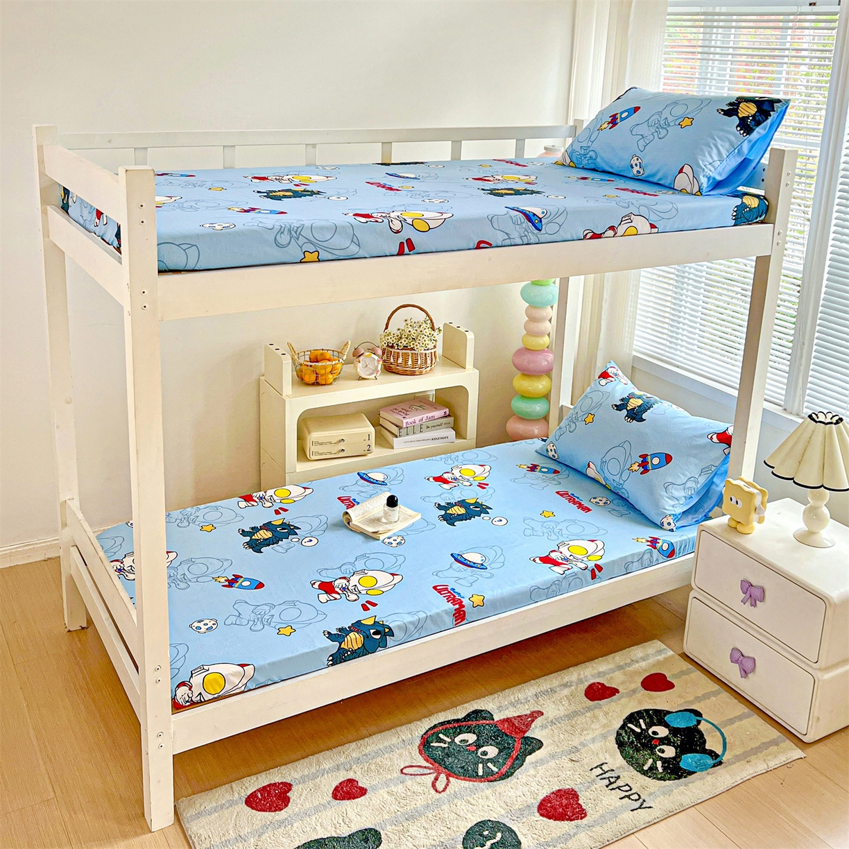 91家纺网 家纺一手货源 找家纺 名兮家居 2025-奥特曼-三丽鸥全棉13372学生床上下铺床笠【含防伪标】 奥特勇士