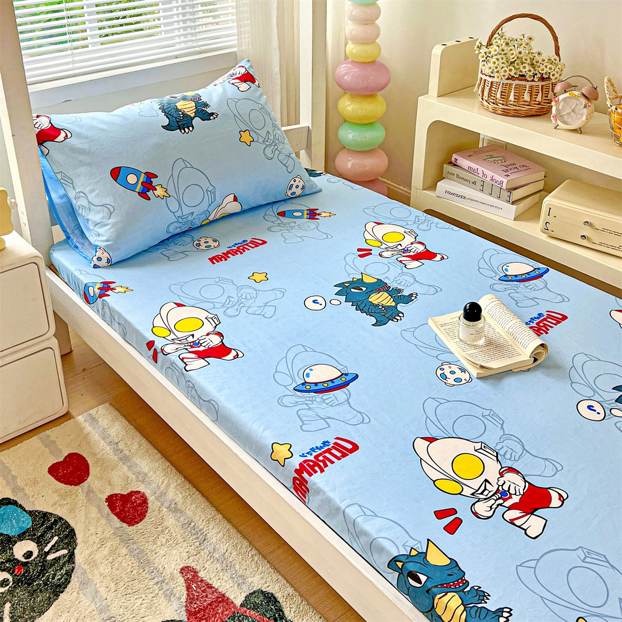 91家纺网 家纺一手货源 找家纺 名兮家居 2025-奥特曼-三丽鸥全棉13372学生床上下铺床笠【含防伪标】 奥特勇士