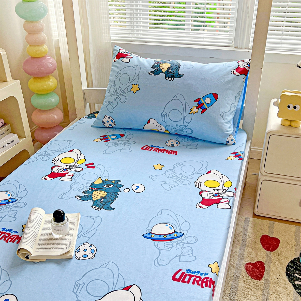 91家纺网 家纺一手货源 找家纺 名兮家居 2025-奥特曼-三丽鸥全棉13372学生床上下铺床笠【含防伪标】 奥特勇士