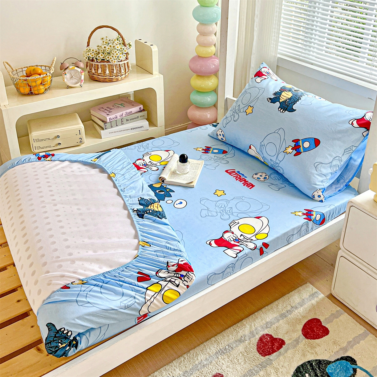 91家纺网 家纺一手货源 找家纺 名兮家居 2025-奥特曼-三丽鸥全棉13372学生床上下铺床笠【含防伪标】 奥特勇士