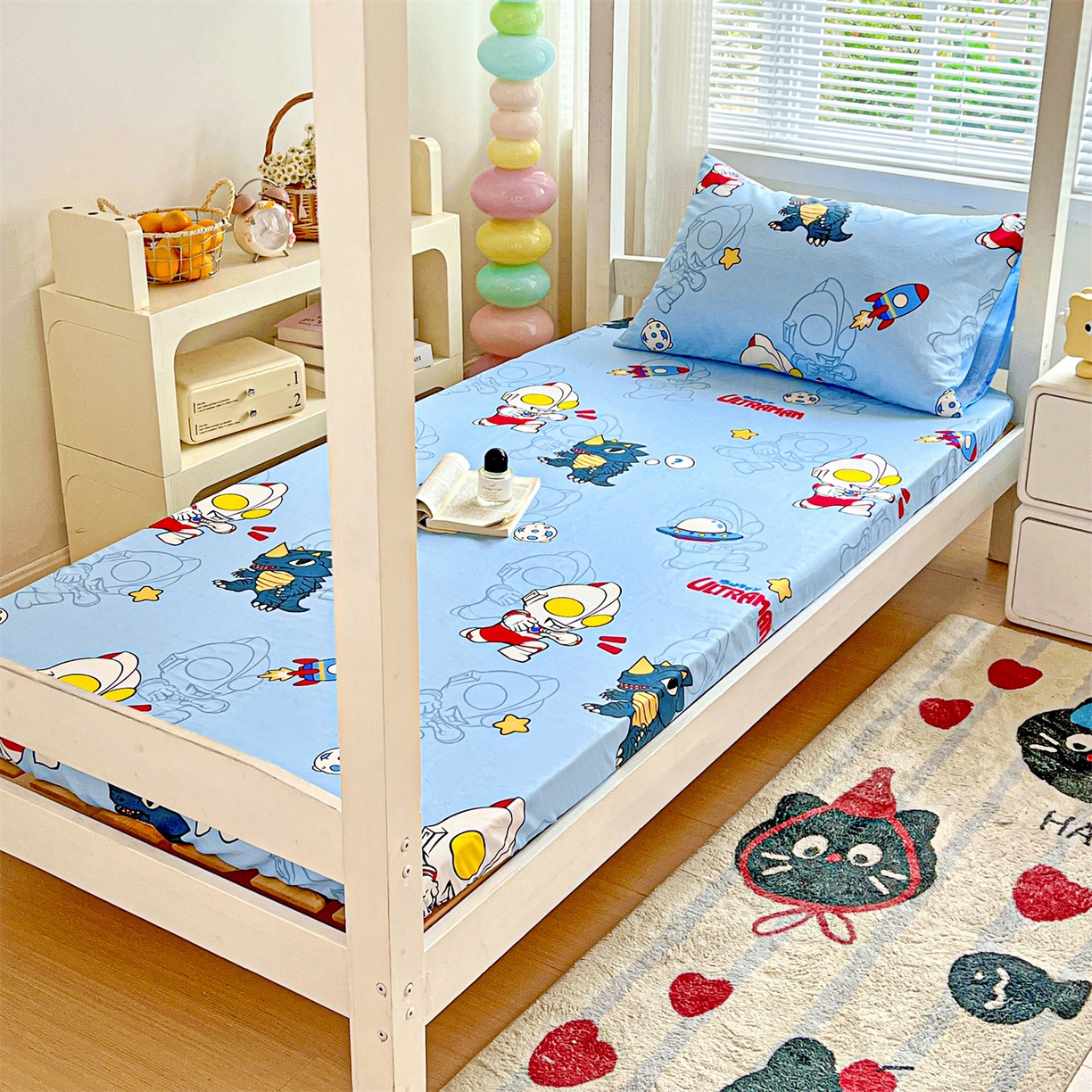 91家纺网 家纺一手货源 找家纺 名兮家居 2025-奥特曼-三丽鸥全棉13372学生床上下铺床笠【含防伪标】 奥特勇士