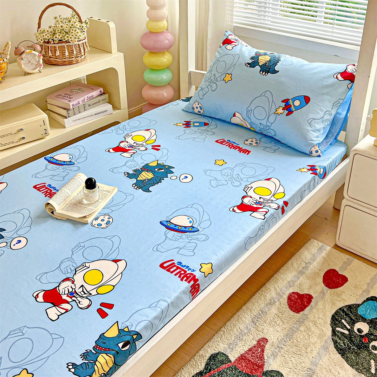 91家纺网 家纺一手货源 找家纺 名兮家居 2025-奥特曼-三丽鸥全棉13372学生床上下铺床笠【含防伪标】 奥特勇士