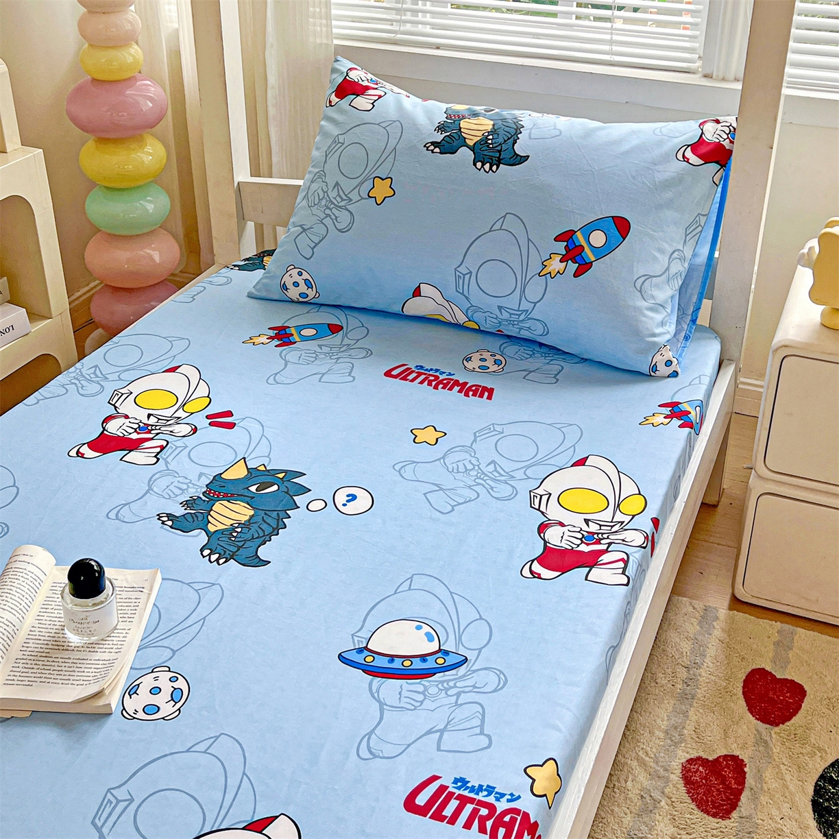 91家纺网 家纺一手货源 找家纺 名兮家居 2025-奥特曼-三丽鸥全棉13372学生床上下铺床笠【含防伪标】 奥特勇士