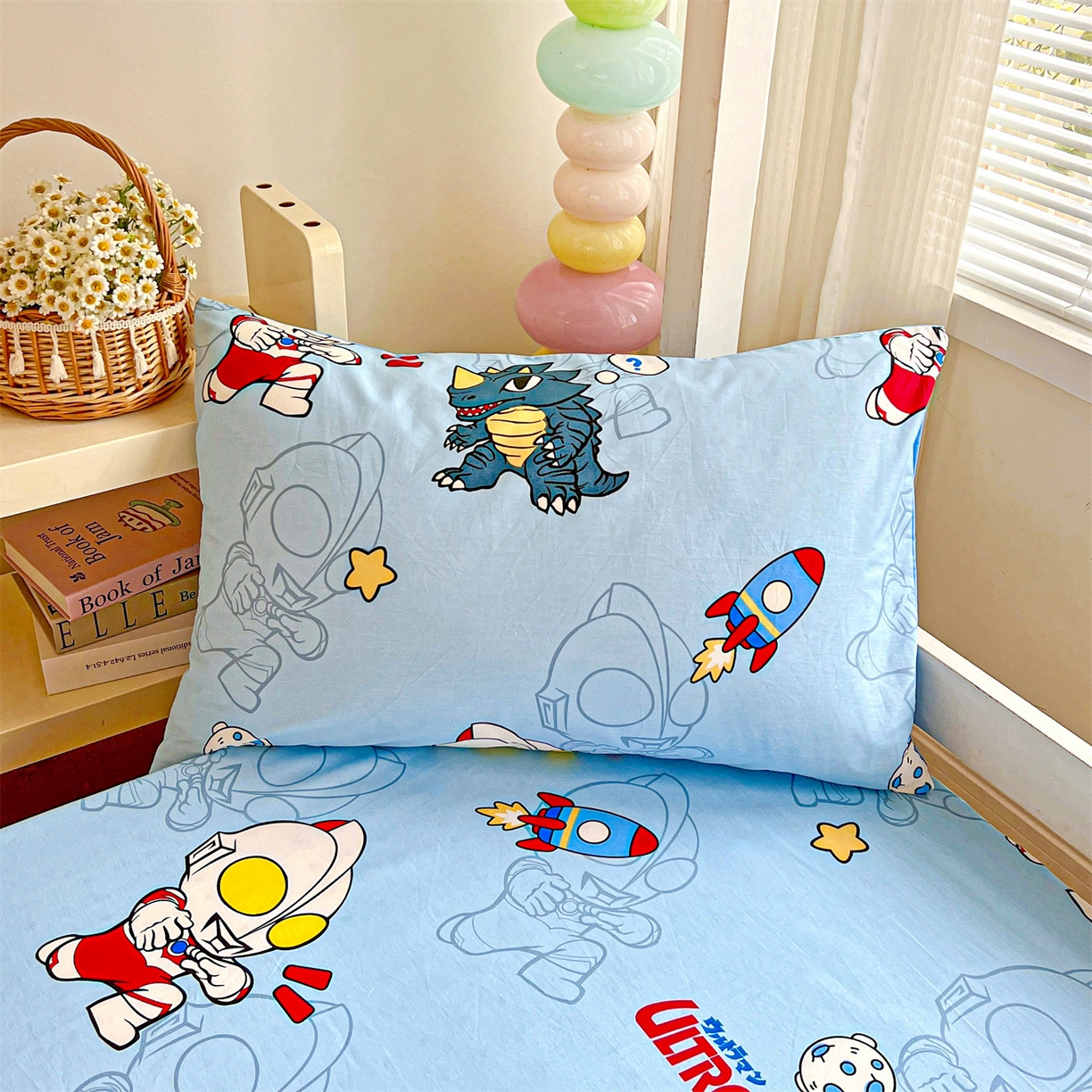 91家纺网 家纺一手货源 找家纺 名兮家居 2025-奥特曼-三丽鸥全棉13372学生床上下铺床笠【含防伪标】 奥特勇士