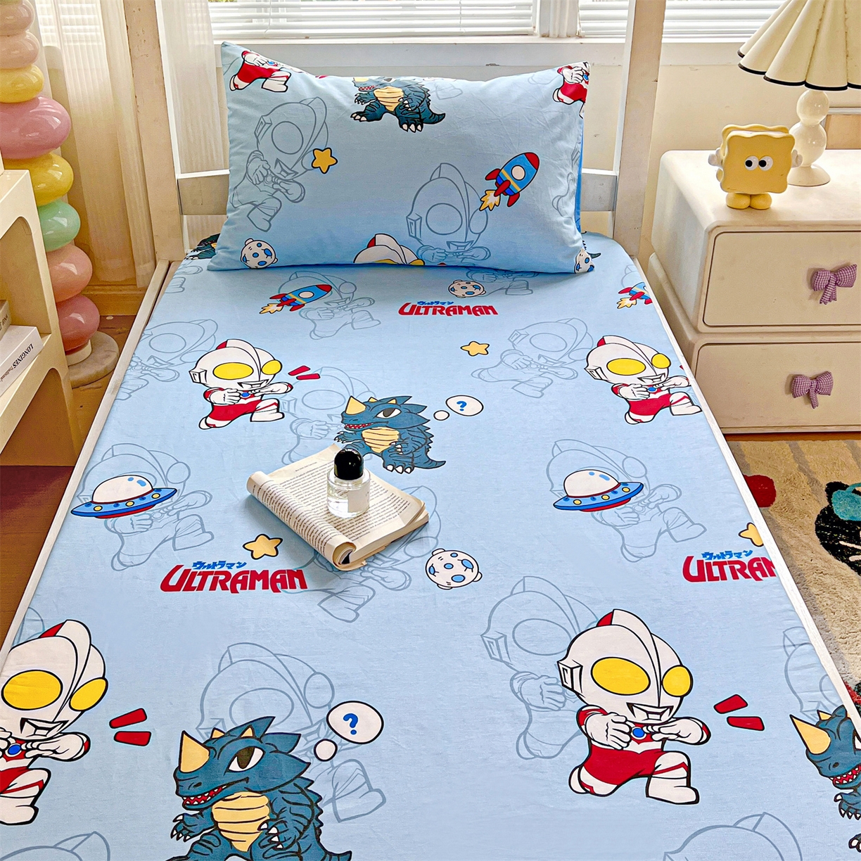 91家纺网 家纺一手货源 找家纺 名兮家居 2025-奥特曼-三丽鸥全棉13372学生床上下铺床笠【含防伪标】 奥特勇士