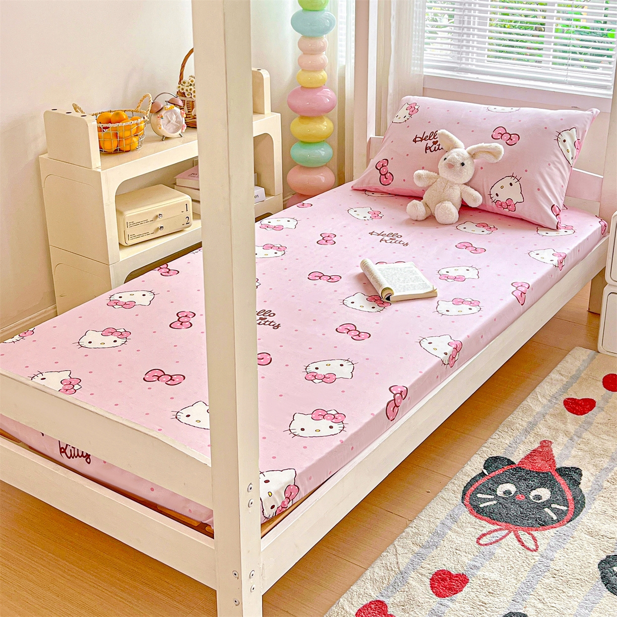 91家纺网 家纺一手货源 找家纺 名兮家居 2025-奥特曼-三丽鸥全棉13372学生床上下铺床笠【含防伪标】 呆萌kt