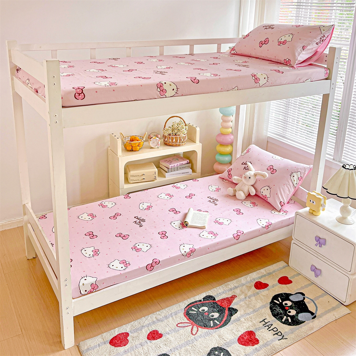 91家纺网 家纺一手货源 找家纺 名兮家居 2025-奥特曼-三丽鸥全棉13372学生床上下铺床笠【含防伪标】 呆萌kt