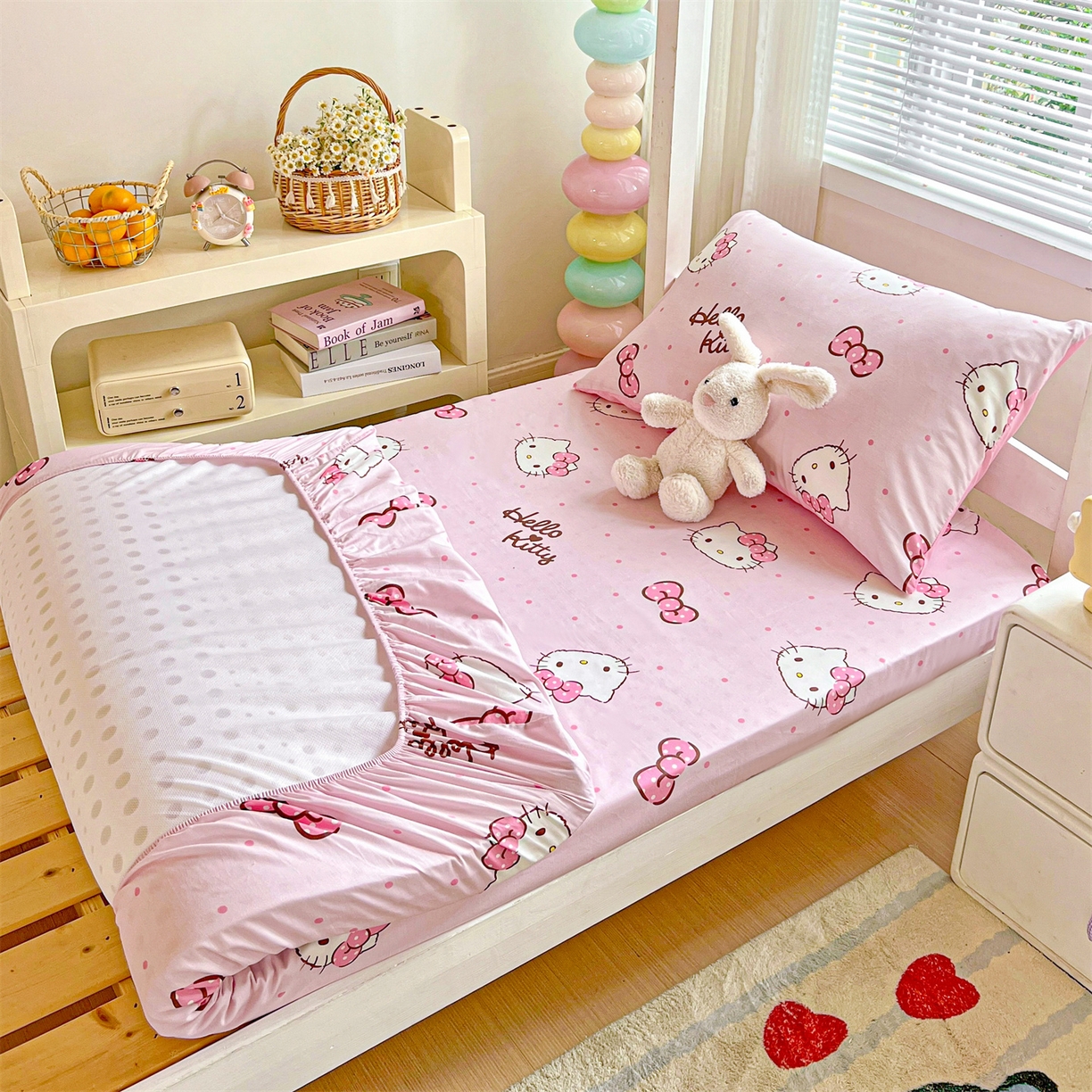 91家纺网 家纺一手货源 找家纺 名兮家居 2025-奥特曼-三丽鸥全棉13372学生床上下铺床笠【含防伪标】 呆萌kt