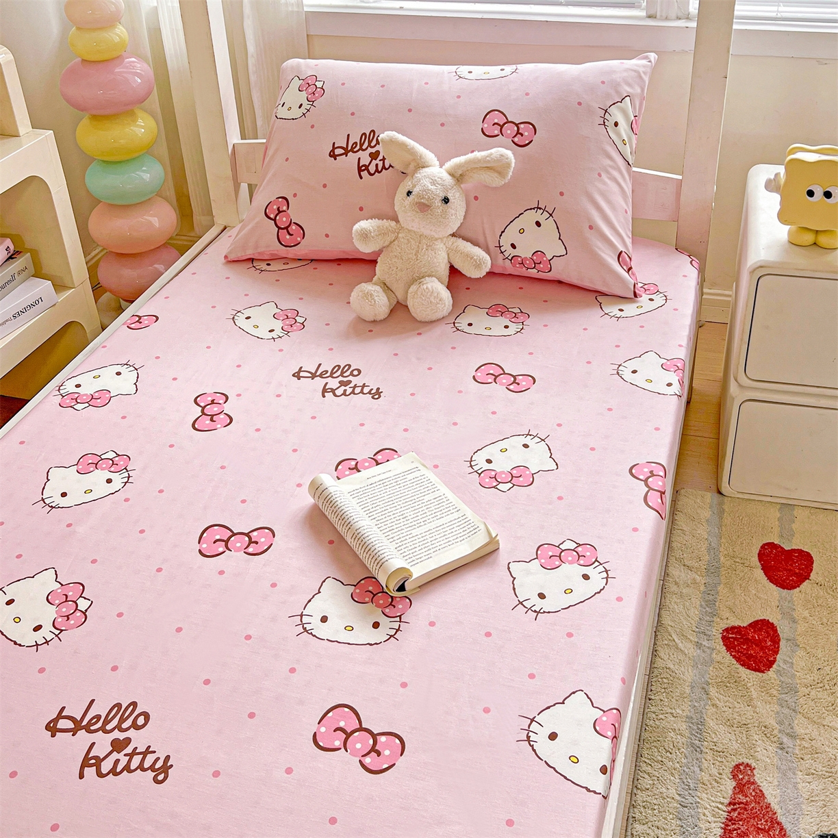 91家纺网 家纺一手货源 找家纺 名兮家居 2025-奥特曼-三丽鸥全棉13372学生床上下铺床笠【含防伪标】 呆萌kt