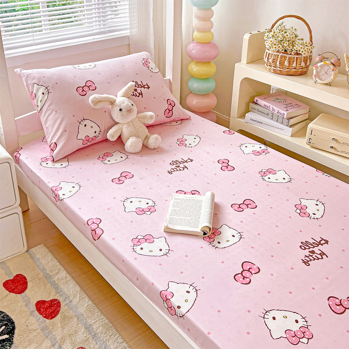 91家纺网 家纺一手货源 找家纺 名兮家居 2025-奥特曼-三丽鸥全棉13372学生床上下铺床笠【含防伪标】 呆萌kt