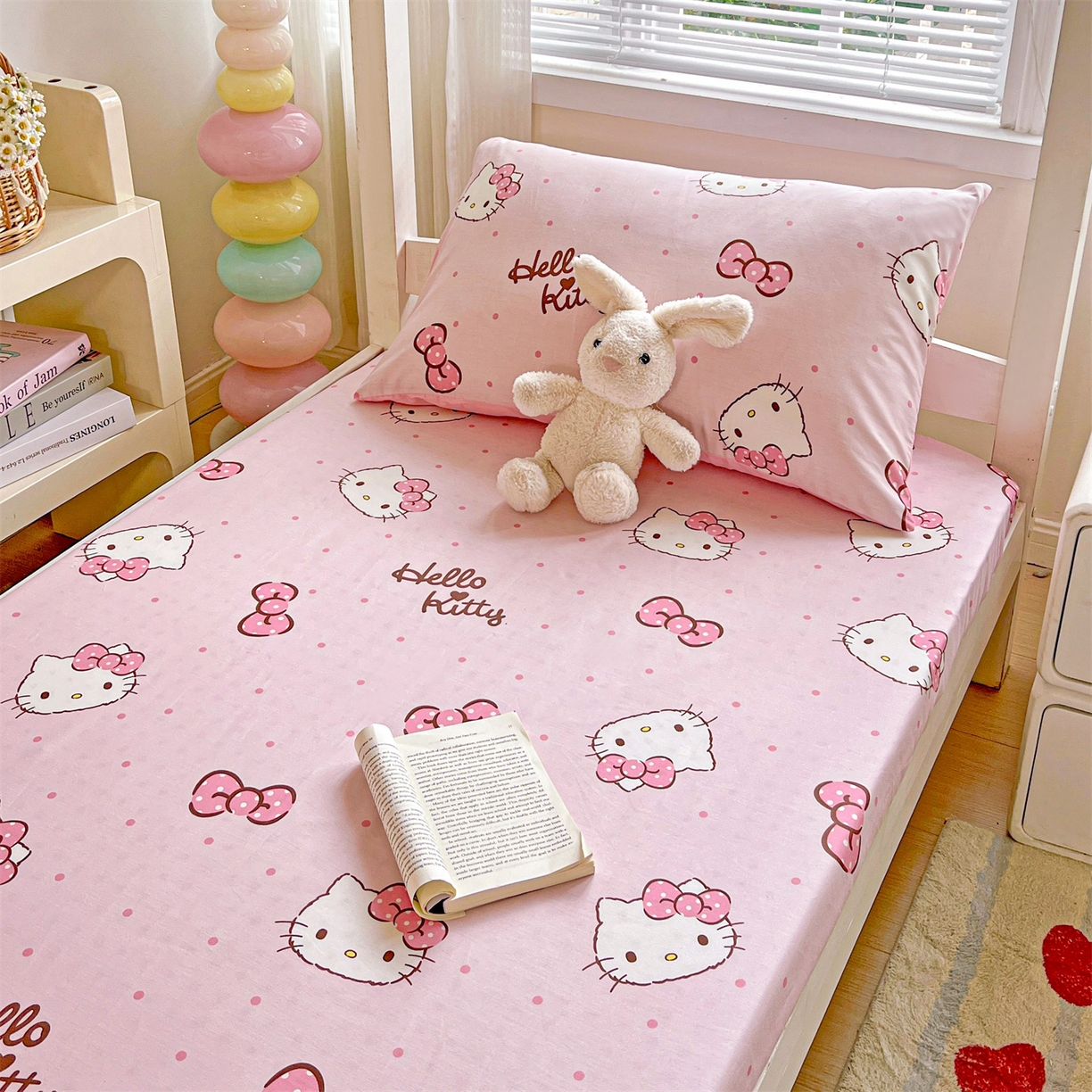 91家纺网 家纺一手货源 找家纺 名兮家居 2025-奥特曼-三丽鸥全棉13372学生床上下铺床笠【含防伪标】 呆萌kt