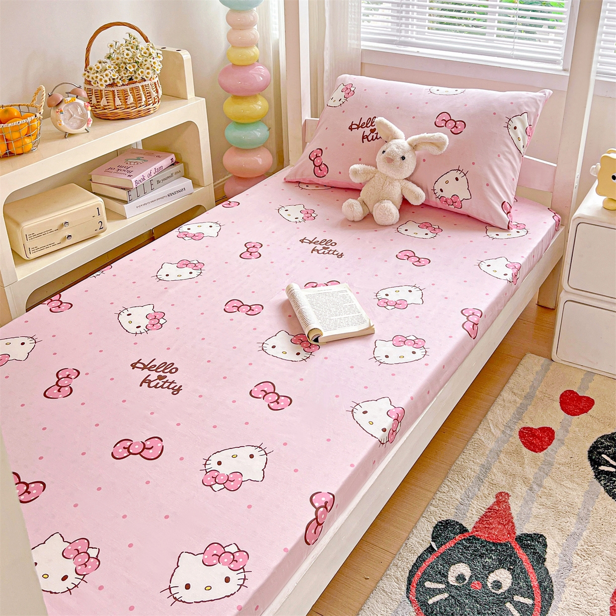 91家纺网 家纺一手货源 找家纺 名兮家居 2025-奥特曼-三丽鸥全棉13372学生床上下铺床笠【含防伪标】 呆萌kt