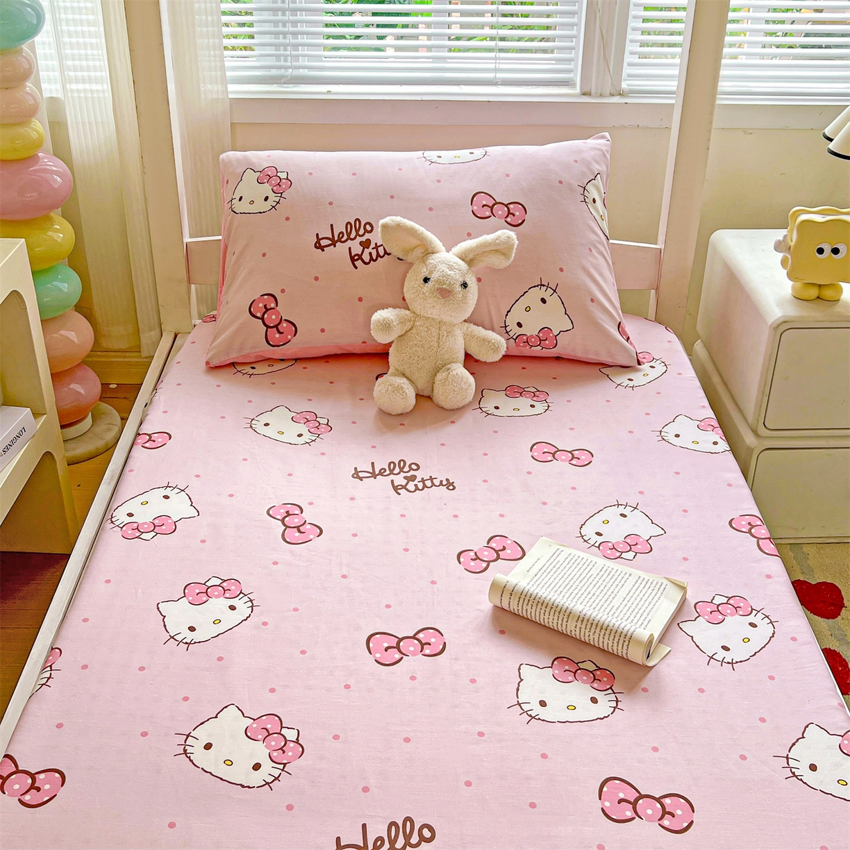 91家纺网 家纺一手货源 找家纺 名兮家居 2025-奥特曼-三丽鸥全棉13372学生床上下铺床笠【含防伪标】 呆萌kt