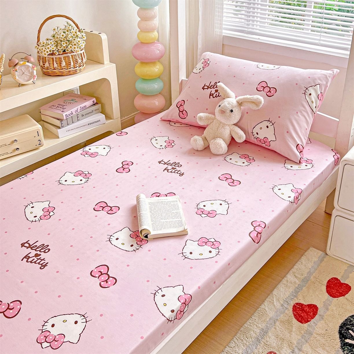 91家纺网 家纺一手货源 找家纺 名兮家居 2025-奥特曼-三丽鸥全棉13372学生床上下铺床笠【含防伪标】 呆萌kt