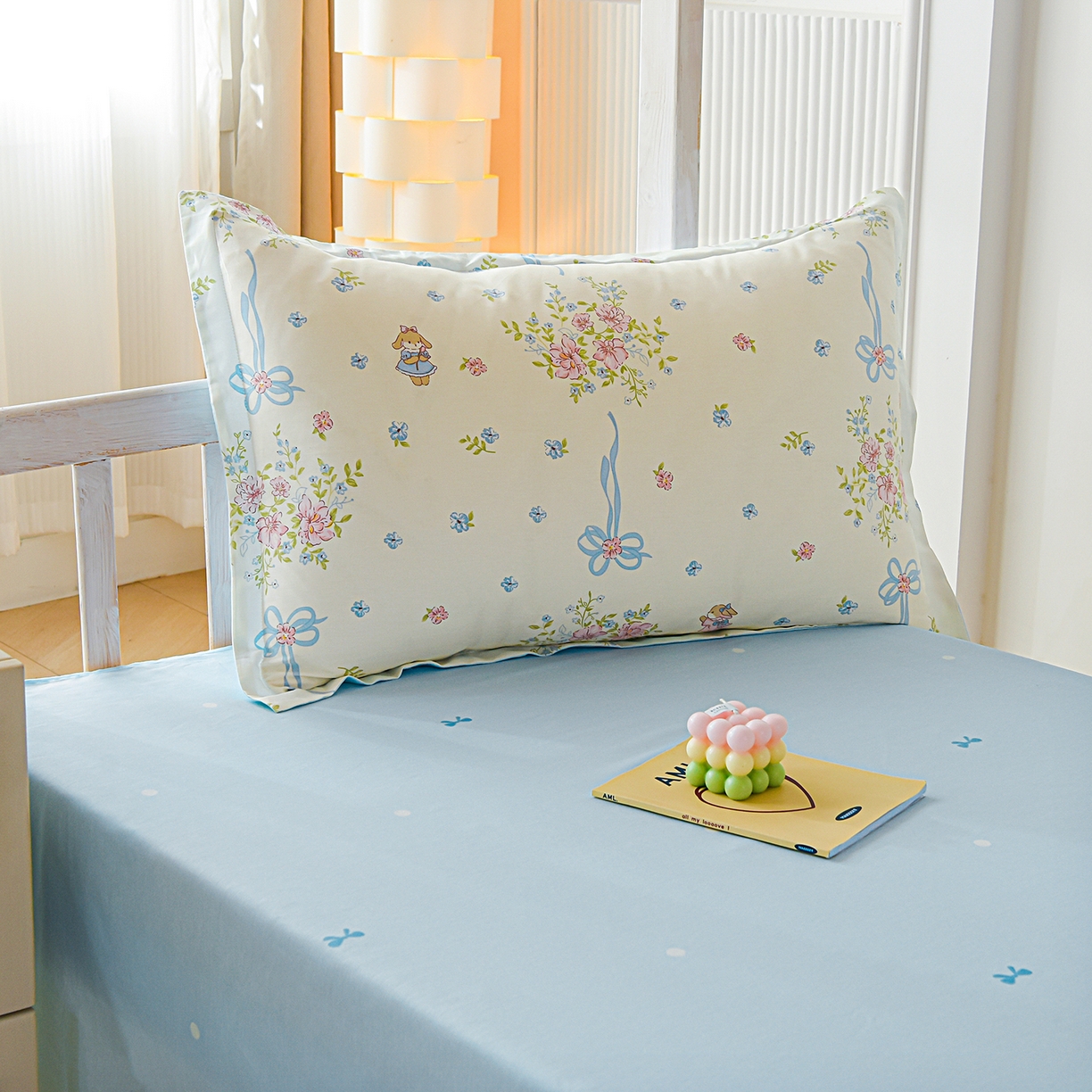 91家纺网 家纺一手货源 找家纺 天之爱 2025新款全棉纯棉印花三件套学生六件套 幽幽花间兔