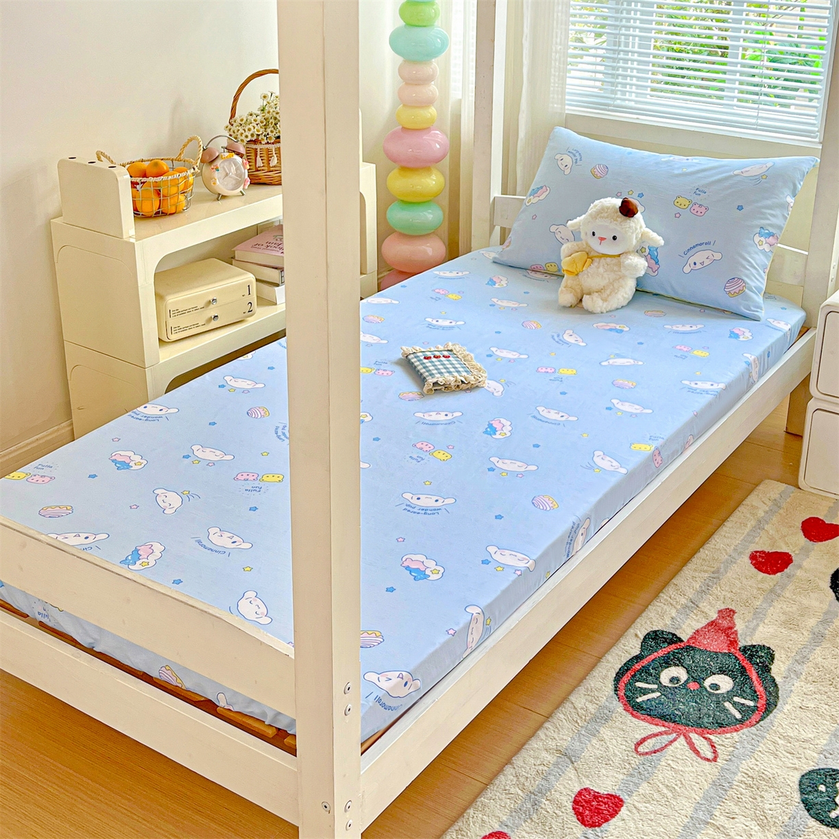 91家纺网 家纺一手货源 找家纺 名兮家居 2025-奥特曼-三丽鸥全棉13372学生床上下铺床笠【含防伪标】 蛋糕玉桂狗