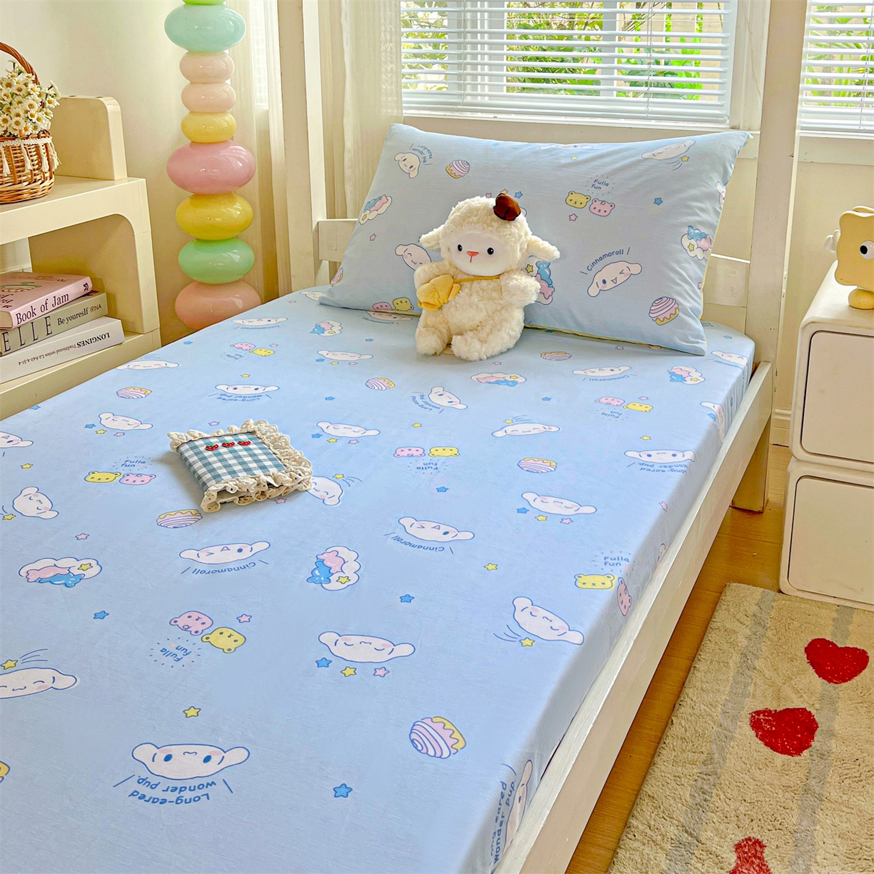 91家纺网 家纺一手货源 找家纺 名兮家居 2025-奥特曼-三丽鸥全棉13372学生床上下铺床笠【含防伪标】 蛋糕玉桂狗