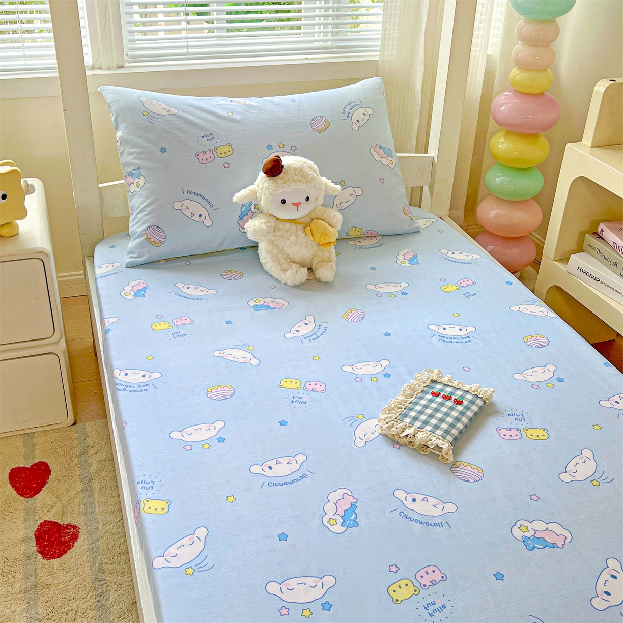 91家纺网 家纺一手货源 找家纺 名兮家居 2025-奥特曼-三丽鸥全棉13372学生床上下铺床笠【含防伪标】 蛋糕玉桂狗