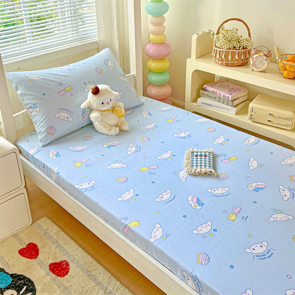 91家纺网 家纺一手货源 找家纺 名兮家居 2025-奥特曼-三丽鸥全棉13372学生床上下铺床笠【含防伪标】 蛋糕玉桂狗