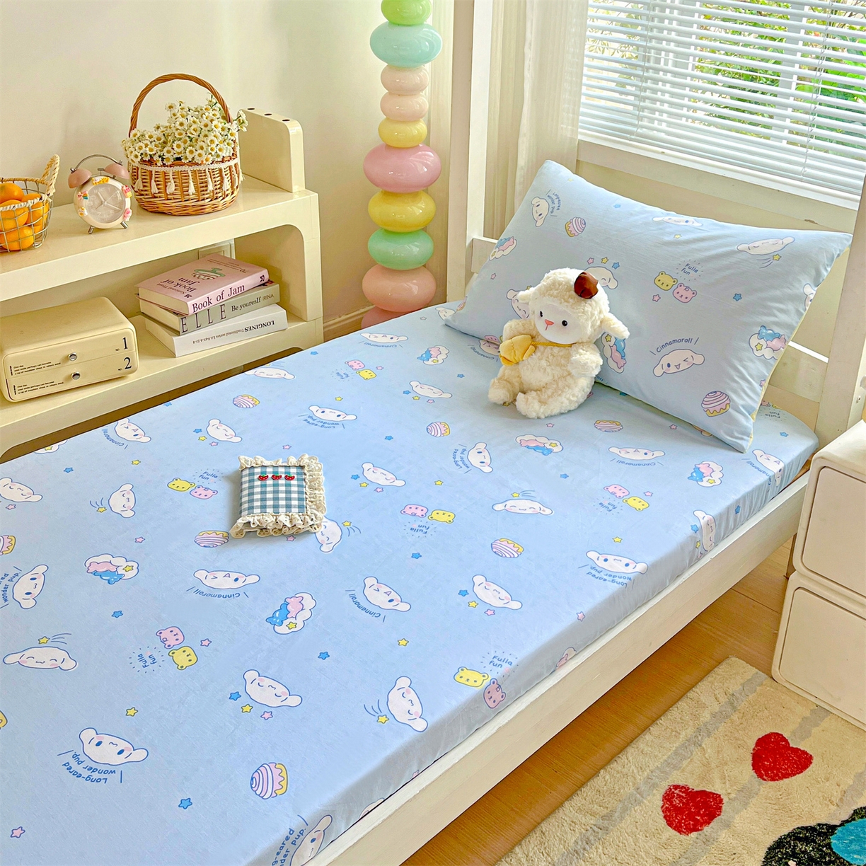 91家纺网 家纺一手货源 找家纺 名兮家居 2025-奥特曼-三丽鸥全棉13372学生床上下铺床笠【含防伪标】 蛋糕玉桂狗